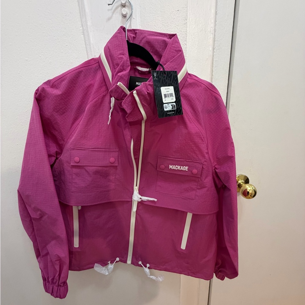 Mackage Fuchsia Windbreaker with White Accents